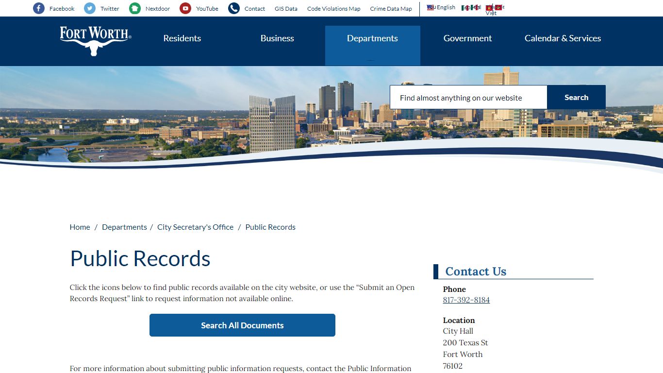 Public Records – Welcome to the City of Fort Worth